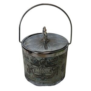 Vintage 1970’s World Map Silver Ice Bucket with Handle